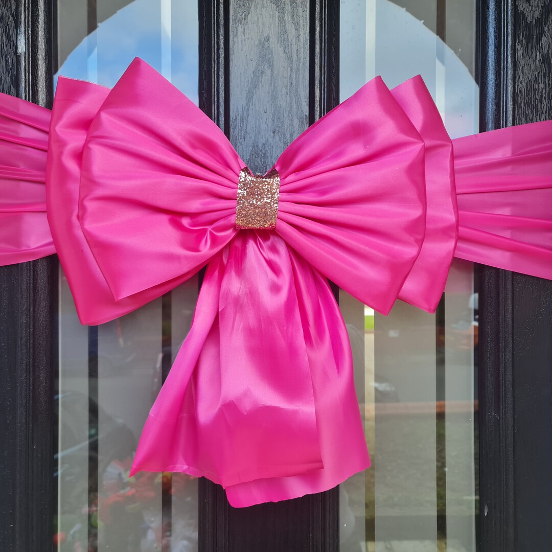 HOT PINK Satin Door Bow for Front Door, Christmas Bow - Etsy