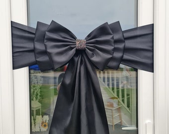 Satin Black Door  Bow, Celebration door bow, Giant Bow, Christmas Door Bow, Door dressing, Wedding Door Bow , New car Bow