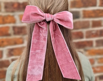 Dusky Pink Velvet Hair Bow - Bridesmaids hair  accessories