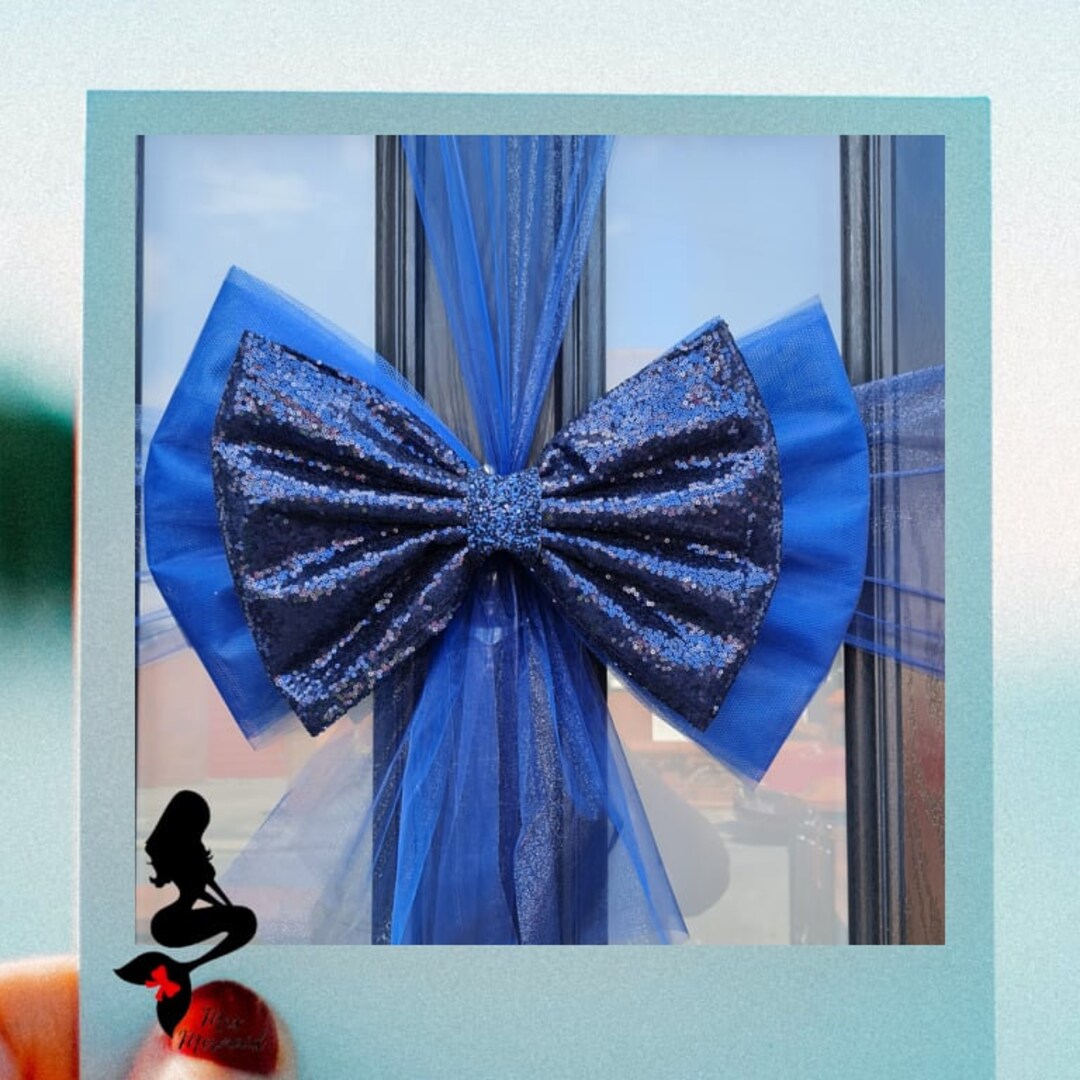 Glitter Navy Blue Christmas Door Bow .. Dress Your Door.. Christmas