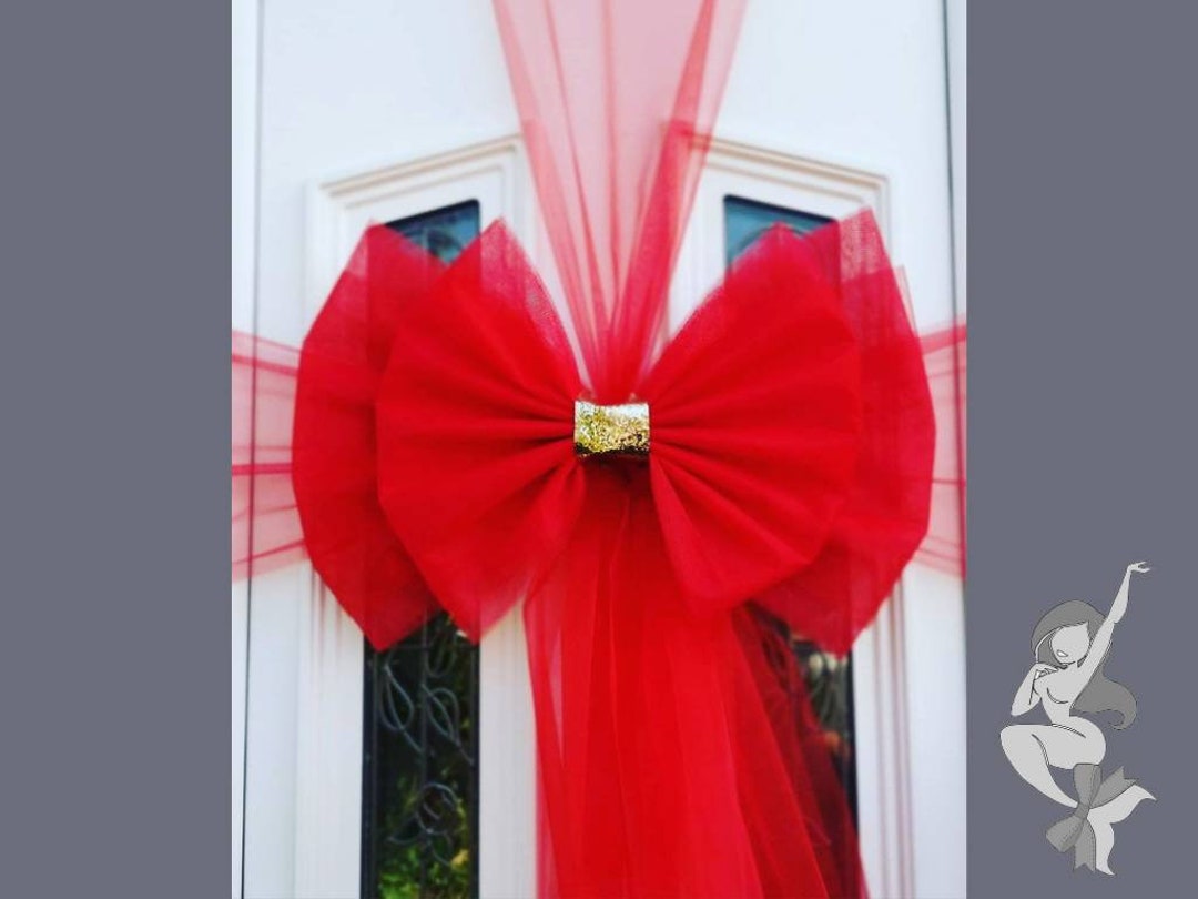 Deluxe Red Door Bow .. Christmas Door Bow.. Pre Made Door Bow Etsy