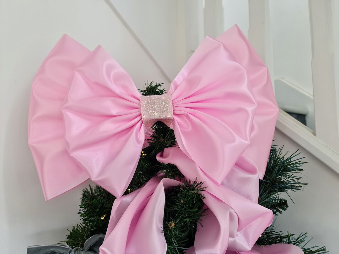Baby Pink Satin Bow for Christmas Tree Topper Tinsel Etsy