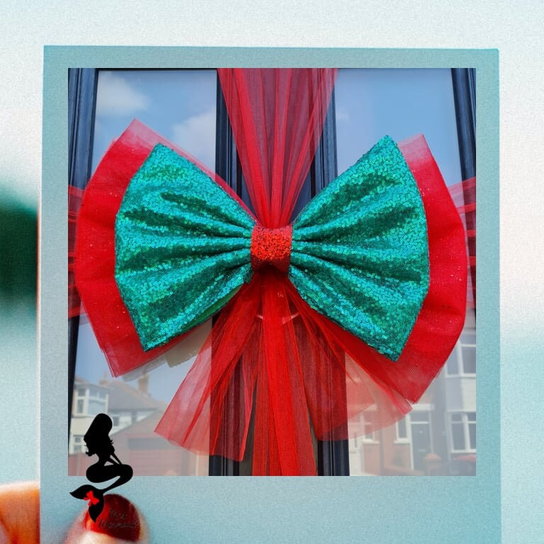 Glitter Green Red Christmas Door Bow .. Dress Your Door.. Etsy UK