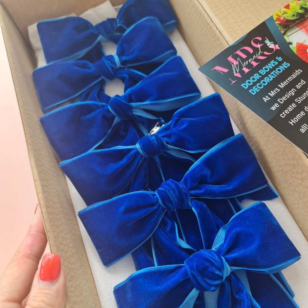 Royal Blue Velvet Bow, Christmas Tree Bows, Hair Bow , Wedding Bow Etsy