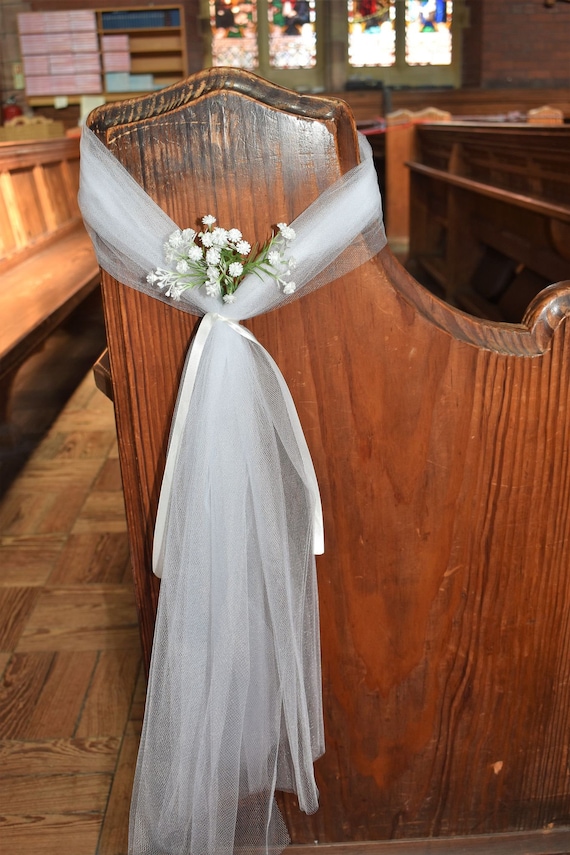 Wedding Church Voile Tulle Rose Flower Pew Ends ~DIY Decorations ~ Dusky Pink