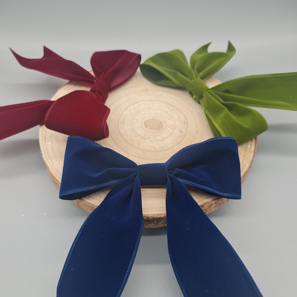 Olive sage green, Deep Red or Navy   Velvet Bow, Christmas Tree Bows, Hair Bow , Wedding Bow