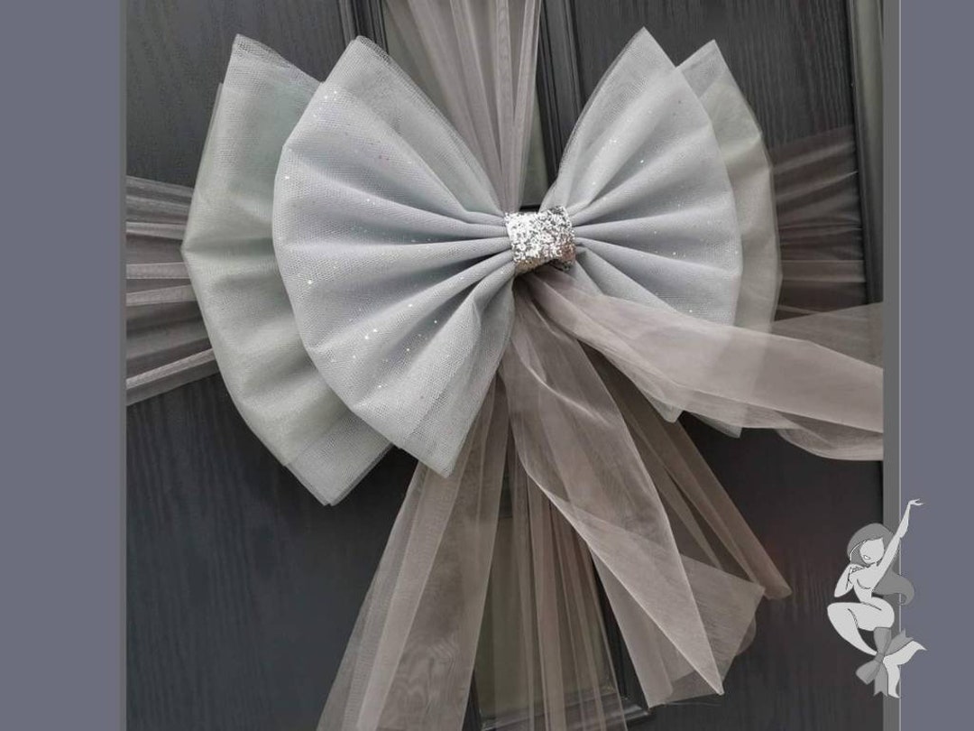 Deluxe Grey Celebration Door Bow Christmas Door Bow Christmas