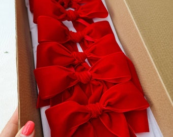 Red Velvet Bow, Christmas Tree Bows, Hair Bow , Wedding Bow