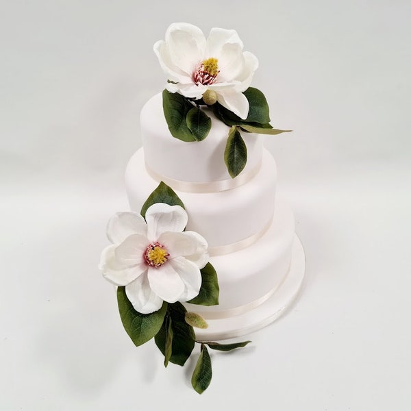 Wedding Cake Flowers ~ Wedding Cake Topper ~ Wedding Flowers Magnolia ~ Cake Decorations - silk flower