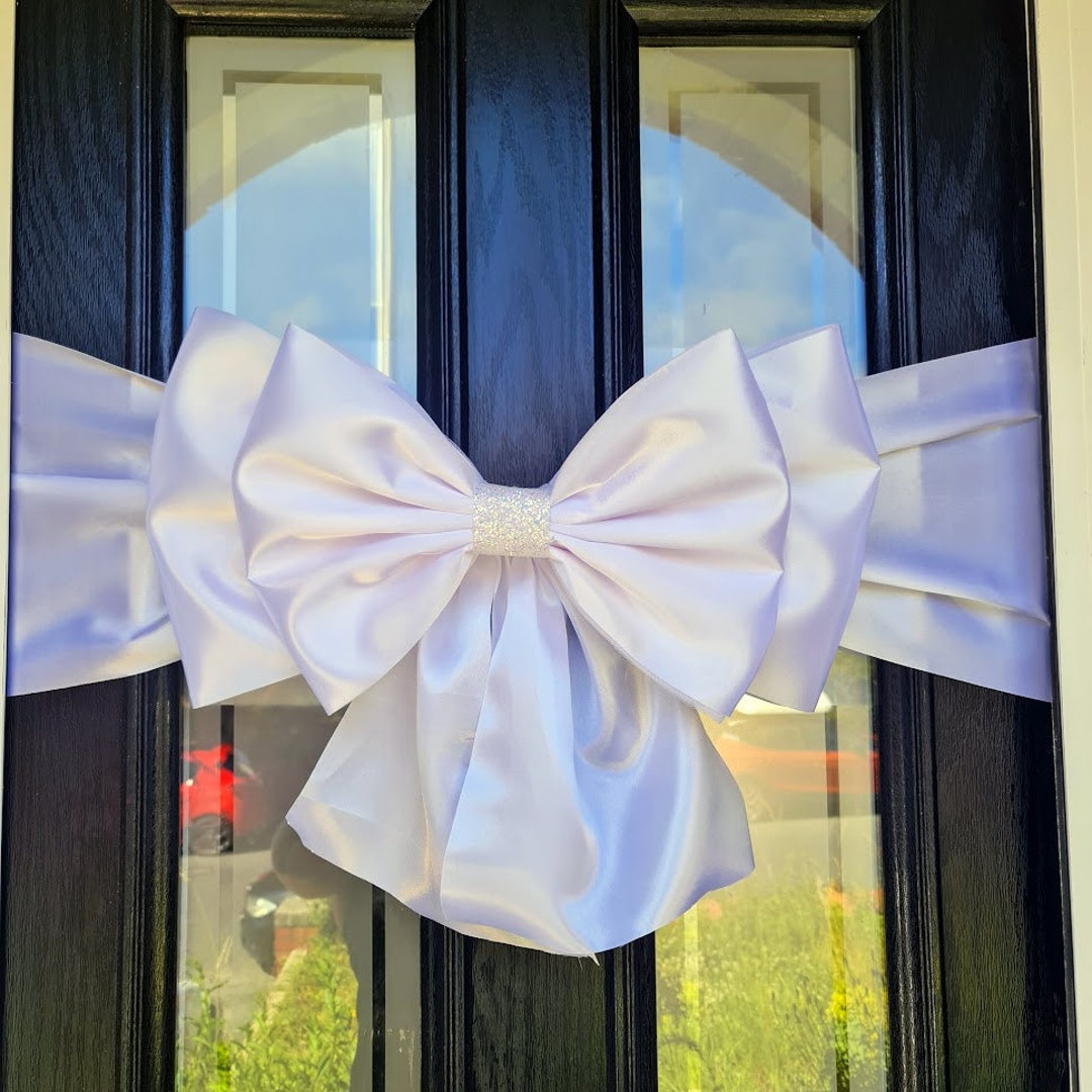 Satin White Door Bow, Celebration Door Bow, Giant Bow, Christmas Door