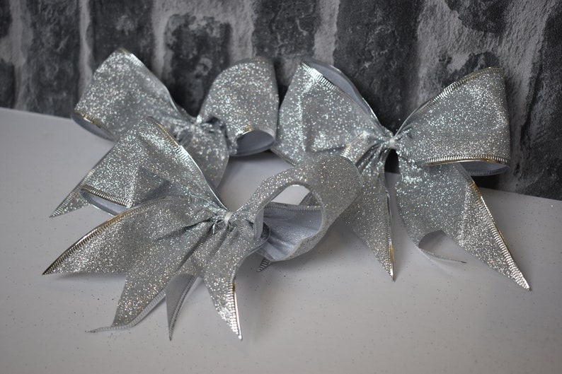 Christmas Tree Decorations ..Silver Bow Handmade Bows  Etsy