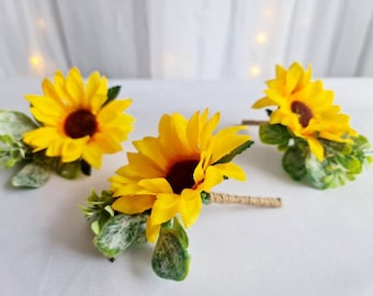 Sunflower Buttonhole Flower, Buttonholes Wedding, Groom , Vintage Wedding, boutonniere