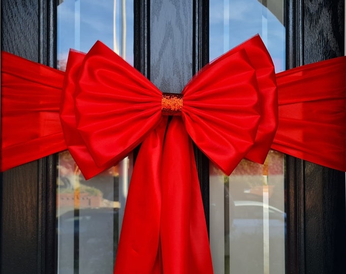 RED Satin Door Bow for Front Door, Christmas Bow Etsy
