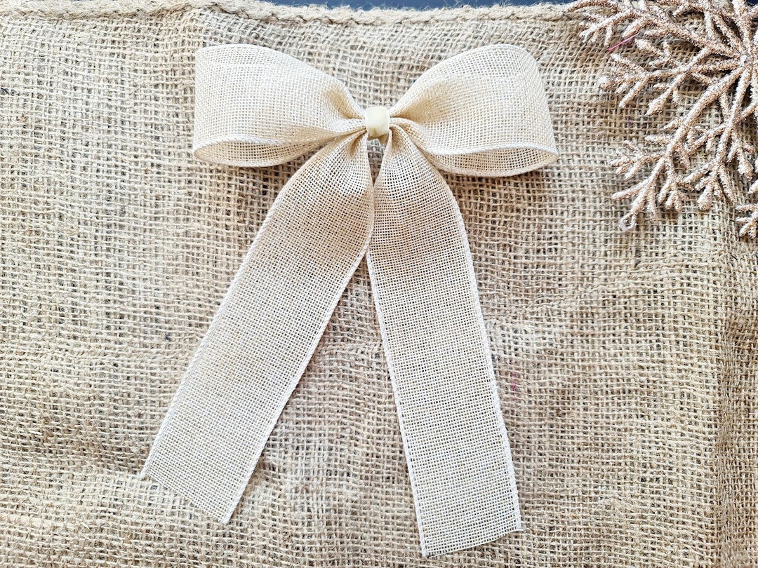 Cream Burlap Bow Christmas Tree Bows Hair Bow Wedding Bow Etsy UK