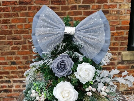 Grey bows for christmas tree Outlet