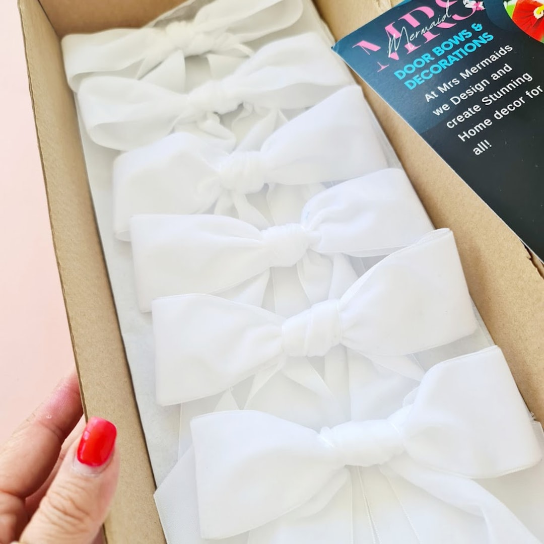 White Velvet Bow, Wedding Decor Hair Bow , Wedding Bow, Room Decor , Christmas Tree Bows Etsy