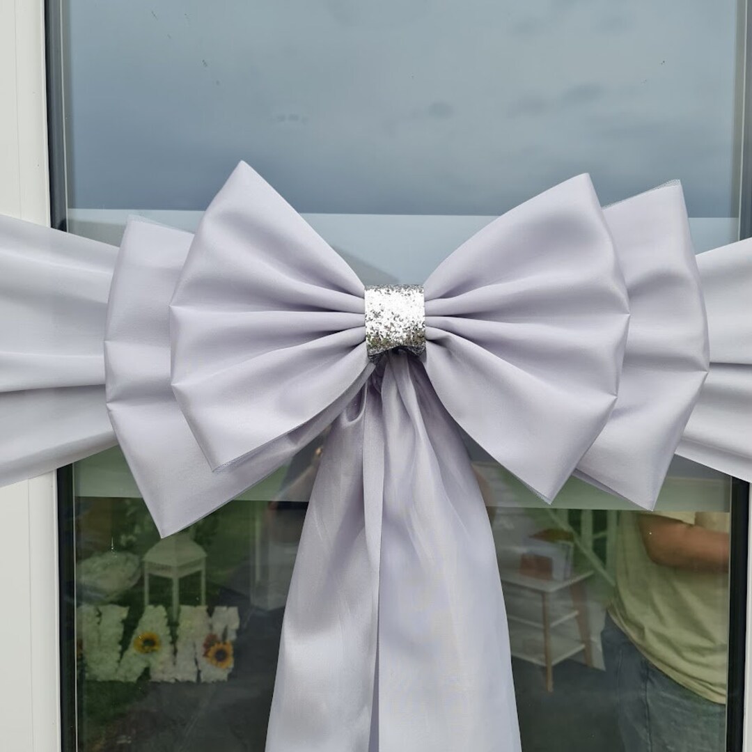 Satin Silver Door Bow, Celebration Door Bow, Giant Bow, Christmas Door