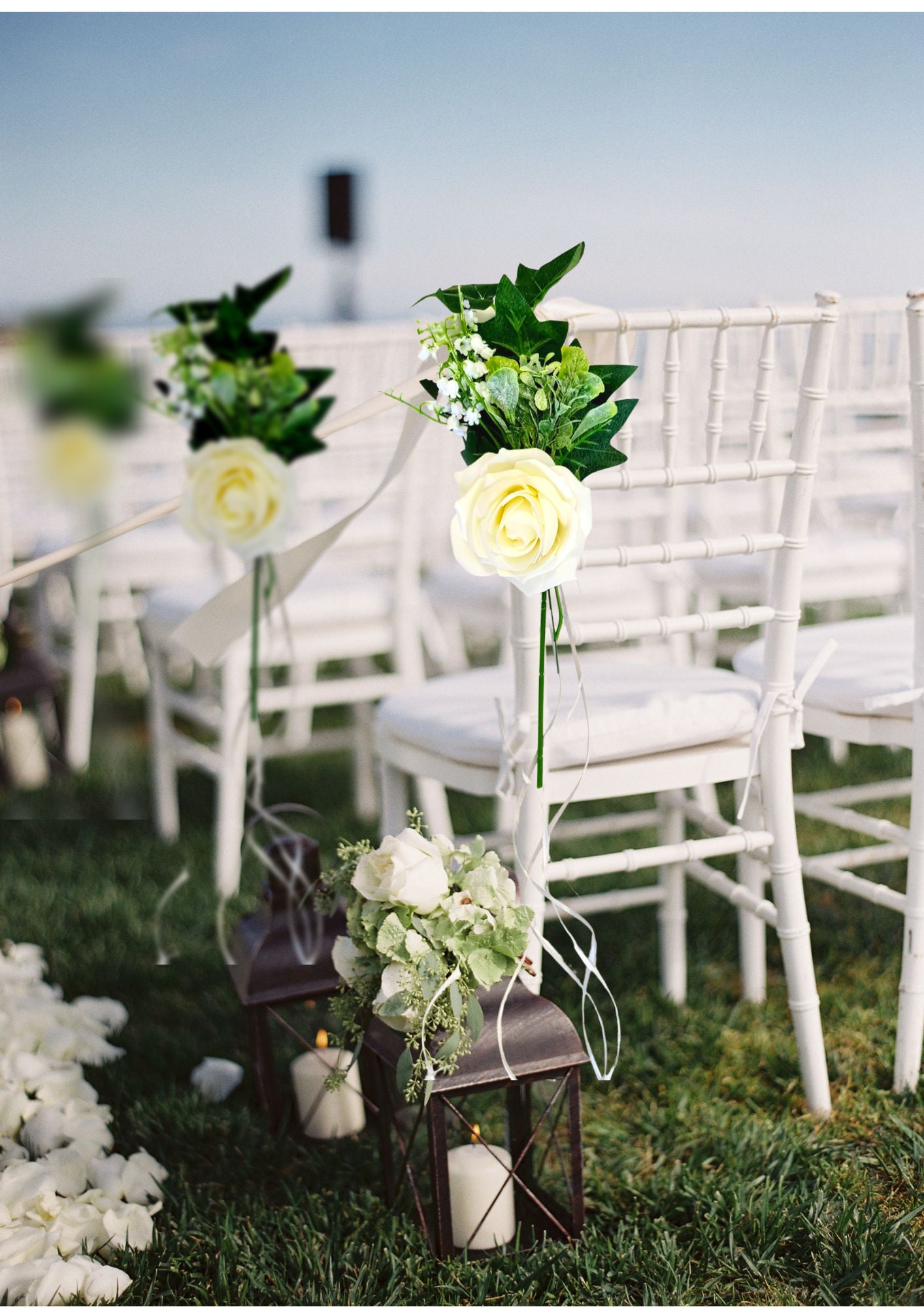 Ivory Rose Wedding Chair Bouquets Wedding Chair Decor Etsy