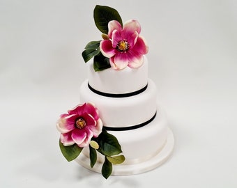 Wedding Cake Flowers ~ Wedding Cake Topper ~ Wedding Flowers Magnolia  Pink~ Cake Decorations