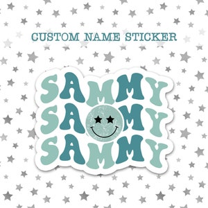 Custom Name Sticker, aesthetic sticker, water bottle sticker, personalized sticker, retro wavy sticker, laptop sticker, boho sticker