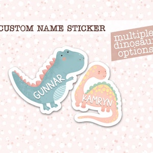 Custom Name Sticker, dinosaur sticker, dino kids water bottle sticker, personalized kids sticker, laptop sticker, name decal label