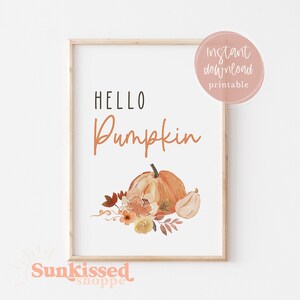 Hello Pumpkin Printable Pumpkin Decor Fall Farmhouse Pumpkin - Etsy