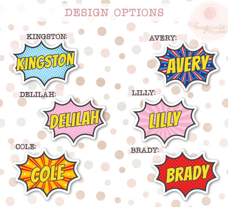 Custom Name Stickers Superhero Sticker Comic Book Kids Etsy