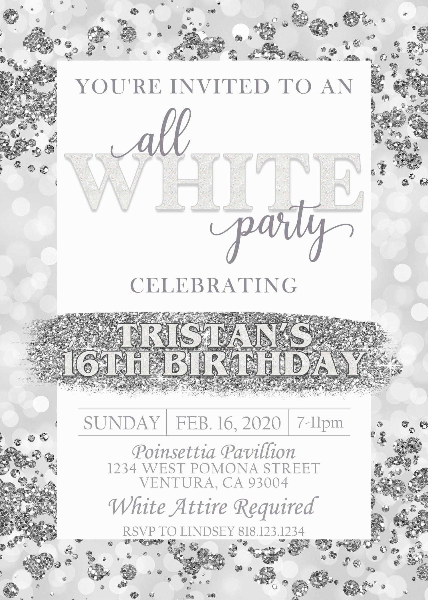 All White Party Invitation / White Themed Party / Elegant / | Etsy