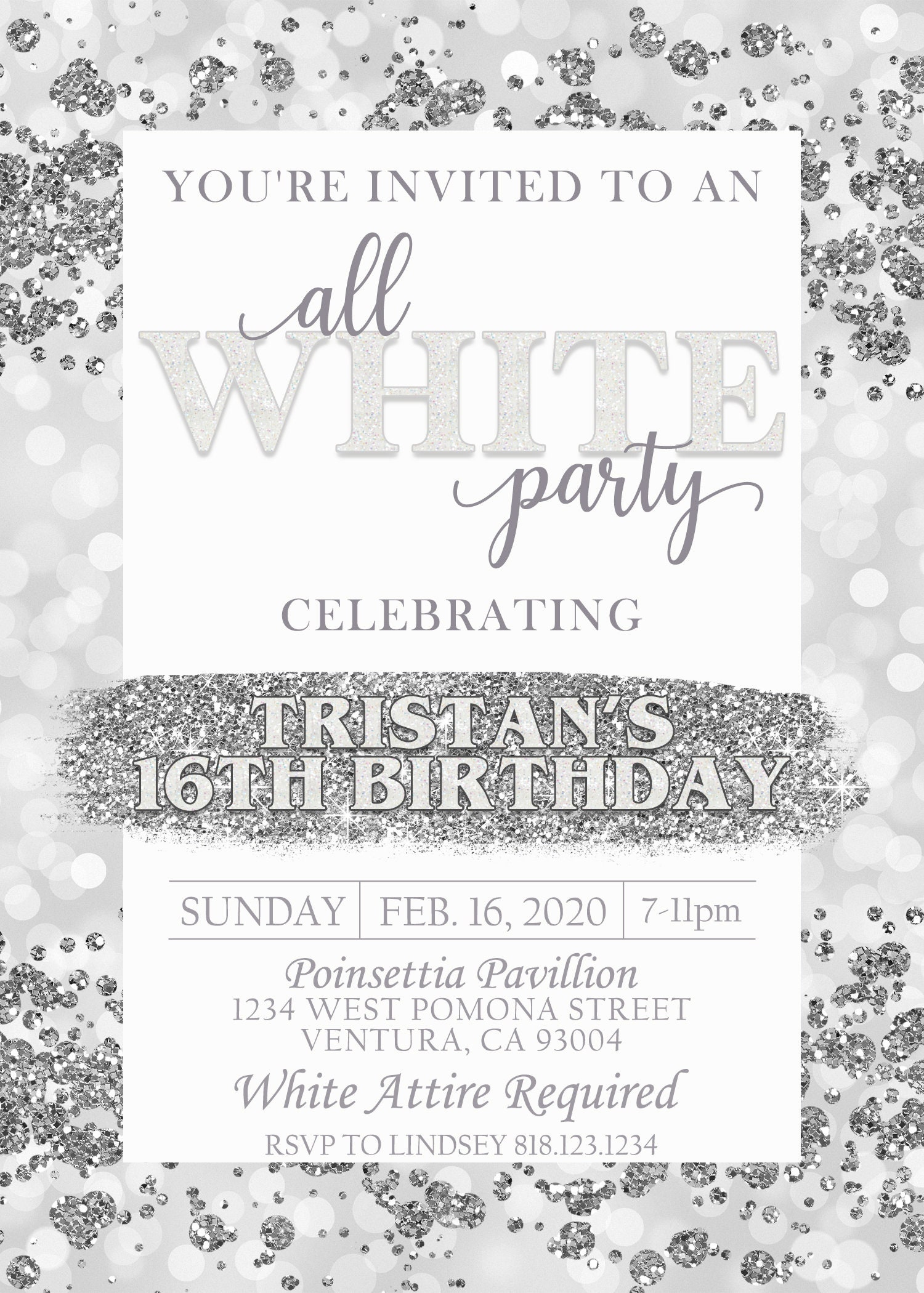 All White Party Invitation / White Themed Party / Elegant / Etsy