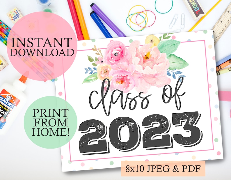 Class of 2023 Printable First Day of School Sign Flowers  Etsy