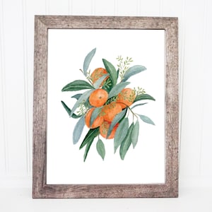 Orange Fruit Botanical Art Print | Vintage Citrus Print | Orange Blossom Art | Vintage Fruit | Watercolor Orange Blossom | Farmhouse Decor |