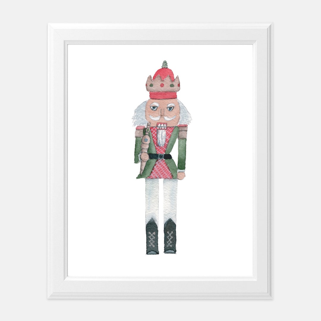 Watercolor Christmas Nutcracker Wall Decor Christmas Decor Etsy