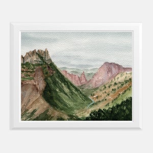 Watercolor Big Bend Texas National Park Art Print | Watercolor West Texas Desert Landscape | Big Bend Wall Art | National Park Adventure Art