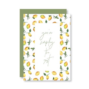 Tarjeta de felicitación con estampado de limón en acuarela / Simplemente eres la chispa / Tarjeta con juego de palabras / Tarjeta de graduación / Tarjeta de cumpleaños / Tarjeta para mamá / Fruta de verano