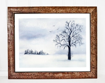 Winter Tree Landscape Art Print | Farmhouse Decor | Snowy Tree Landscape | Winter Art Prints | Winter Wall Decor | Kitchen Wall Art | Snow