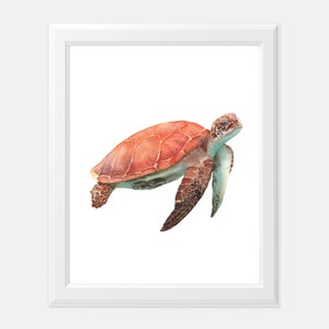 Sea Turtle Watercolor Art Print | Nautical Nursery Print | Sea Turtle Art | Kids Wall Art | Underwater Animal Art Print | Tropical Ocean Art