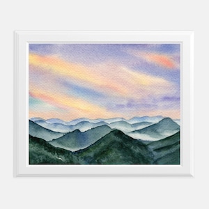 Watercolor Great Smoky Mountain National Park Tennessee Art Print | Great Smoky Art | Appalachian Travel Decor | Mountain Landscape | Travel