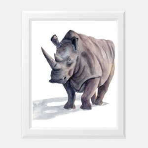Watercolor Rhino Animal Art Print | Rhino Art | Baby Rhino | Animal Prints | Safari Room Decor | Watercolor Animal Print | Rhinoceros Art