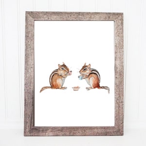 Chipmunks Art Print | Chipmunk Tea Party | Nursery Gift | Girl Nursery wall art | Cute Animal Art Print | Woodland Animal Print | Chipmunks