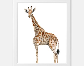 Watercolor Giraffe  Wall Art Print | Safari Animal Portrait | Giraffe Animal Print | Watercolor Animal Nursery Print | Giraffe Home Decor