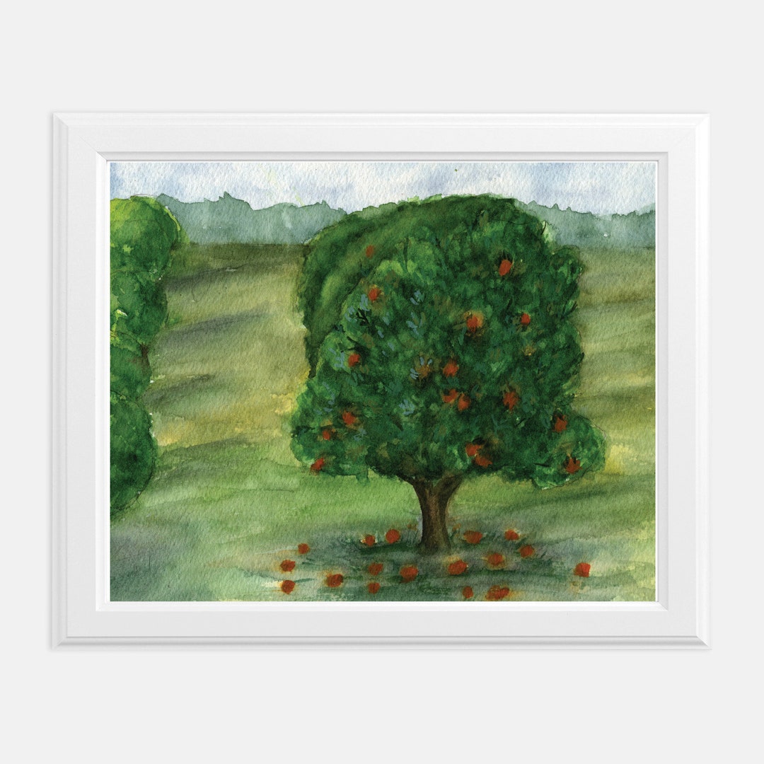 Watercolor Orange Grove Wall Art Orange Blossoms Watercolor Fruit