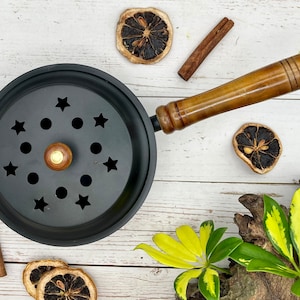 Metal Incense Burner with Wooden Handle | Bakhoor Burner | Metal Censer Burner with Wooden Handle