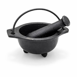 Cast Iron Mortar and Pestle Cauldron: Incense Smudge Resin Burner (3 Inch)