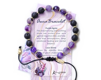 Justerbart armband med lavastenoljediffusor, aromaterapiarmband, armband med eteriska oljor, chakraenergiarmband, naturstenspärlor