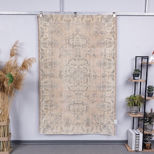 4x6 Handmade Vintage Rug, 4x6 Oushak Rug, Hand Knotted Rug, 4x6 Turkish area Rug, Kitchen Decor Rug 4x6.1 ft. Decorative Floor Rug
