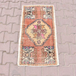 Turkish Faded Orange Doormat Rug,Bath Mat Rug,Office Small Carpet,Bohemian Rug,Wool Anatolia Doormat Carpet,Oushak Small Rug,Bedroom Rug 2x3