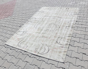 5x8 neutral Area Rug, Turkish Vintage Area Rug, Handmade Carpet,5x8 Bedroom, Living Room Rug, 5x8 Soft Carpet, Anatolian Wool Rug
