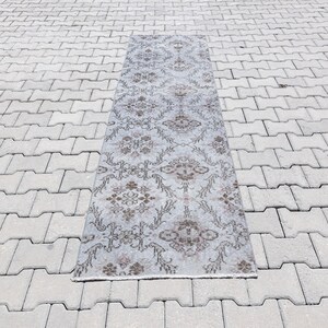 2x8 Runner rug, Vintage Runner Rug, Turkish Runner 2x8, Handmade Wool Rug, Oushak Rug Runner, Vintage Rug 2x8, Neutral Runner, Faded Runner