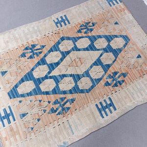 3x4 Turkish area Rug, Oushak muted Rug, neutral antique Rugs, cotton Bedroom Rug, Vintage Handmade Rug, Soft Kids Rug, modern Kitchen carpet
