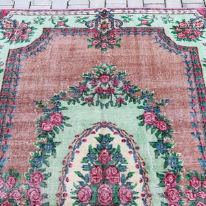 Turkish Decorative Area Rug 5.7 x 8.9 Feet Vintage Rug Oushak Rugs Bohemian Rug Floral Vintage Wool Rug Nomadic Rug Handwoven Rug image 8